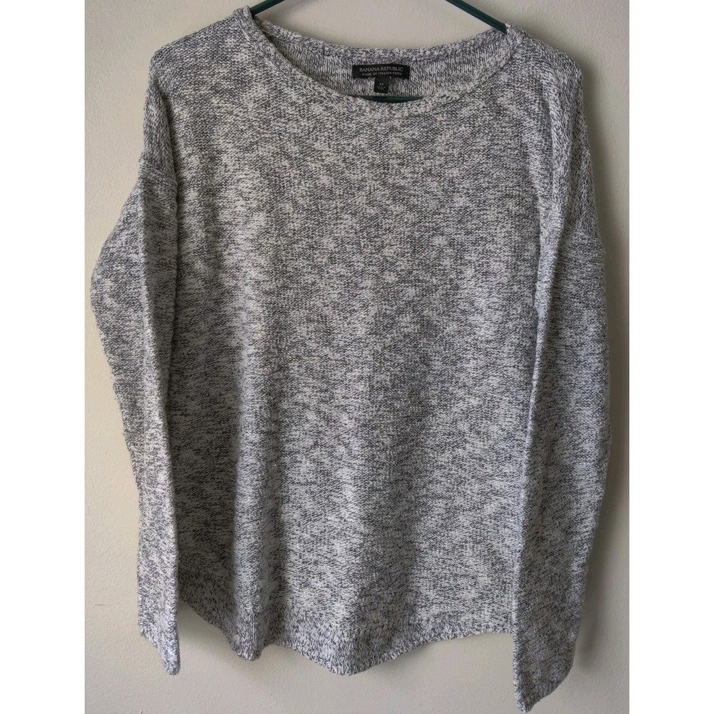 Banana Republic Italian Yarn Gray Sweater Women's Size Medium Cotton Blend